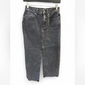 Madewell dark grey denim midi skirt
